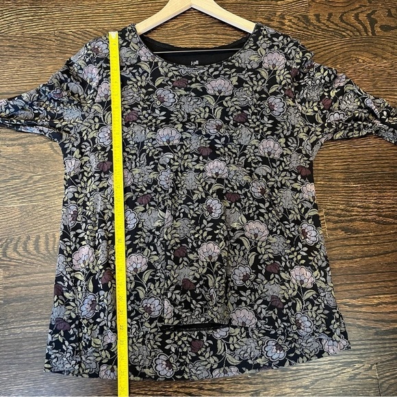 Women’s | J.Jill Multicolored Floral Pima Long Sleeve Shirt | Large Petite - Picture 6 of 6